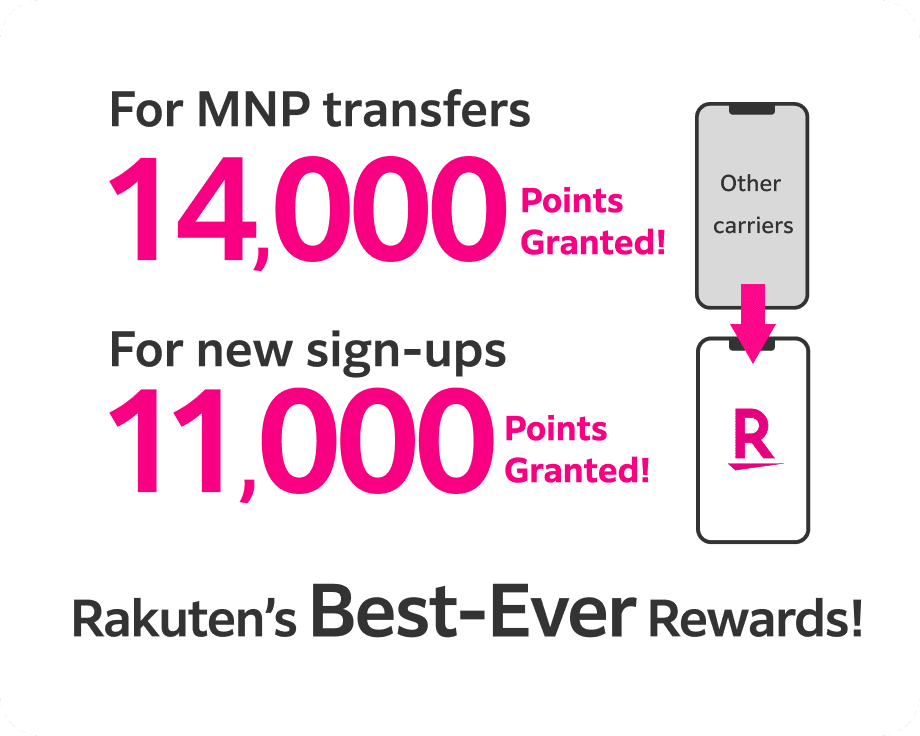 Get 14,000 points with MNP or 11,000 points without MNP. The best value return in the Rakuten market.