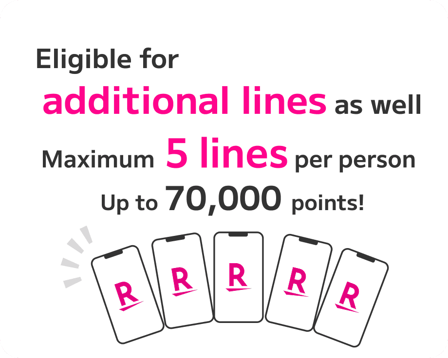 Eligible from the second line onward. Up to 5 lines per person. Up to 70,000 points.